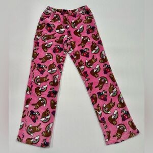 Candy Pink sloth girls plush pajama bag pants size 10/12